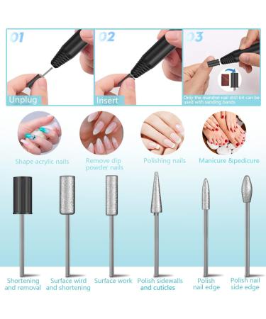 Professional Electric Nail Drill 20000 RPM Efile Manicure Grinder with Bits and Sanding Bands (Grey) - Buy Online on SooperMarket.com