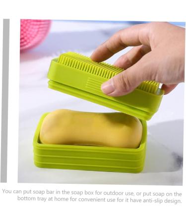 Green Healeved Box Soap Dish with Scalp Massagers, Loofah, and Silicone Shower Accessories - Buy Online on SooperMarket.com