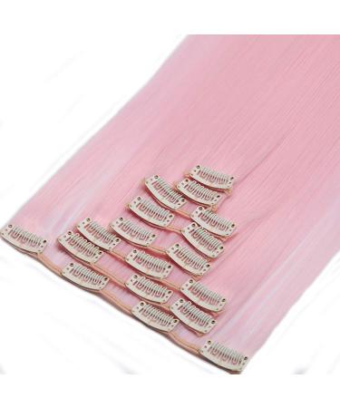 Light Pink Clip-in Hair Extensions - 26 (66cm) Straight Hairpiece 140g - Realistic 8 Wefts for Stunning Style - Buy Online on SooperMarket.com
