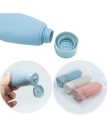 3 Piece Travel Bottle Set - 60ml Refillable Squeeze Bottles for Toiletries Shampoo & Conditioner with Storage Bag - Perfect for International Travel - Buy Online on SooperMarket.com