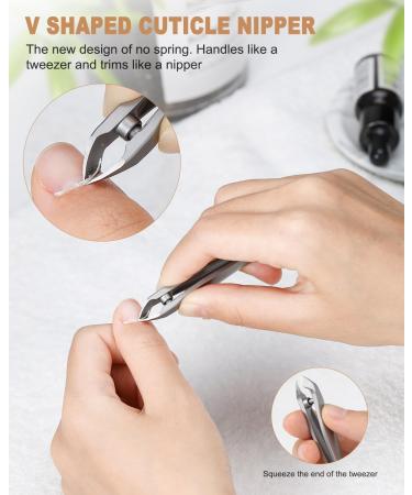 FVION 2-in-1 Cuticle Nipper & Pusher with Pouch - Matt Silver | Portable Cuticle Trimmer Tool - Buy Online on SooperMarket.com