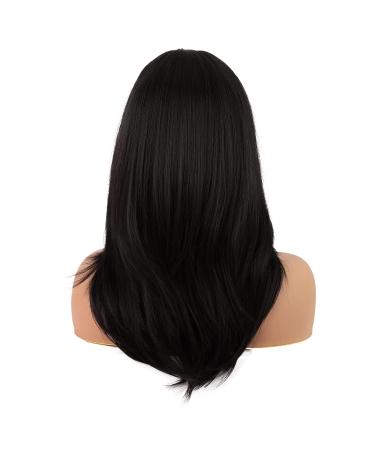 MapofBeauty 20 Inch Long Layered Straight Synthetic Shoulder Length Wig with Bangs - Black - Buy Online on SooperMarket.com