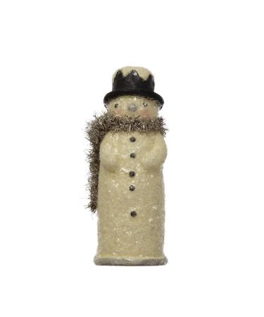 Creative Co-Op Paper Mache Snowman with Tinsel Scarf and Glitter  Multicolor