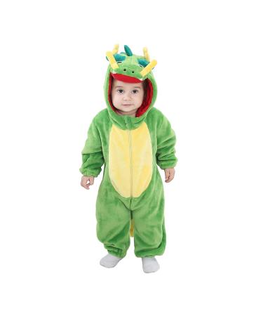 Doladola Unisex Baby Hooded Cartoon Animal Romper Toddler's Jumpsuit Baby's Outfit Infant's Pajama 0-3 Months Dragon