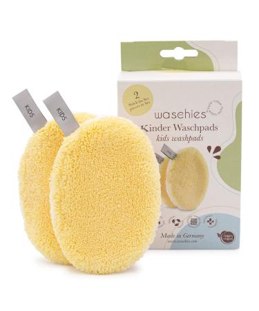 Waschies Kids washing pads for babies and children for cleaning only with water reusable skin-friendly super soft made in Germany Pastel Yellow 2 Set Pastel Yellow 2 pieces (1 Pack)