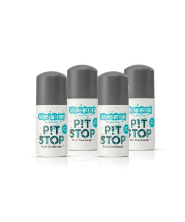 Scrubbingtons Pit Stop Childrens Natural First Deodorant Kids Deodorant for Boys and Girls Quick Drying Kids Deodorant Aluminium and Alcohol Free Suitable for Sensitive Skin 4 x 50ml 50 ml (Pack of 4)
