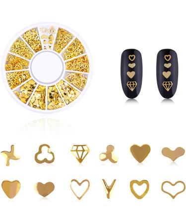HQdeal Nail Art Studs 3D Decorations Gold Star Moon Sun Heart Beads - 800 pcs - Buy Online on SooperMarket.com