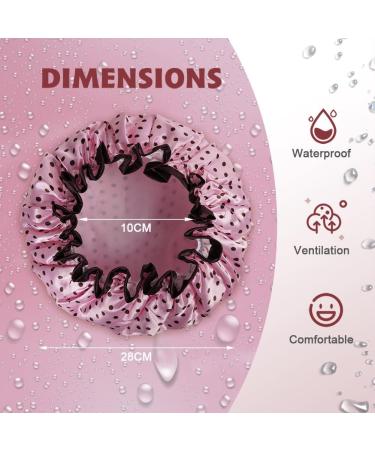 AOOWU Shower Caps 2 Pack Waterproof Bath Caps Large Reusable Shower Hats Elastic Band Double Layers Hair Bath Caps with Soft Ruffled Edge for Women Girls Ladies Spa Salon Home Use 2 Pcs Bowknot+Dots - Buy Online on SooperMarket.com