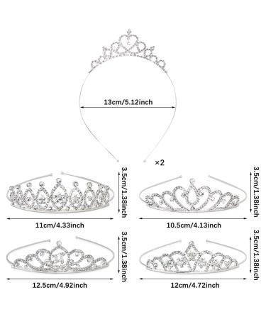 6Pcs Girls Crystal Tiara Crown Set - Silver Rhinestone Bride Headband for Birthday, Wedding, Prom - Women's Hair Accessories for Costume Parties - Buy Online on SooperMarket.com