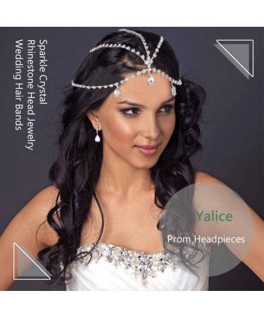 Yalice Rhinestone Layered Head Chain - Sparkly Bridal Headpieces for Women and Girls (Silver) - Buy Online on SooperMarket.com