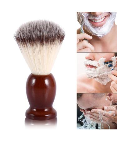 Male Beard Shaving Brush - Nylon Hair & Wooden Handle - Premium Facial Cleansing Tool for Men - Buy Online on SooperMarket.com