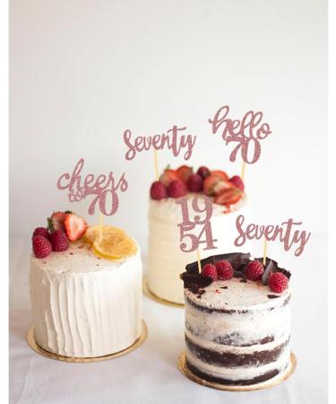 70th Birthday Cupcake Toppers - 24 Rose Gold Glitter Decorations for 1954 Birthday Party Accessories & Cake Decoration - Buy Online on SooperMarket.com