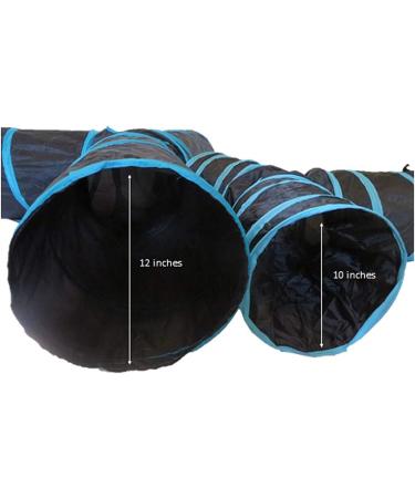 Feline Ruff Premium 4 Way Cat Tunnel | Extra Large 12 Diameter | Collapsible Play Toy for Cats, Rabbits, Kittens, Large Cats, and Dogs - Black/Blue - Buy Online on SooperMarket.com