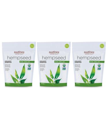 Nutiva Organic Raw Shelled Hempseed from non-GMO, Sustainably Framed Canadian Hemp, 8 Ounce (Pack of 3)