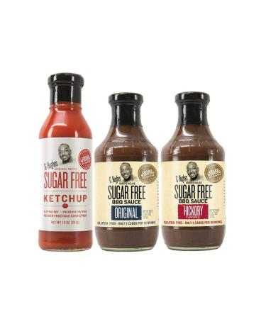 G Hughes Sugar Free Ketchup 13 oz Original Sugar Free BBQ Sauce 18 oz Sugar Free Hickory BBQ Suace 18 oz (3 Pack)