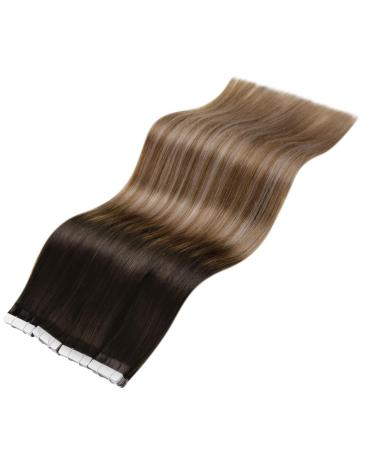 Buy Laavoo 50cm Balayage Tape Extensions - Dark Brown Ombre Real Hair - Invisible Skin Weft - 50g 20pcs #2/6/12 for Ultimate Volume & Length - Buy Online on SooperMarket.com