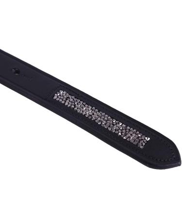 QHP Lupine Black Leather Stirrup Leathers with Rhinestones - 135 cm - Premium International Shipping - Buy Online on SooperMarket.com