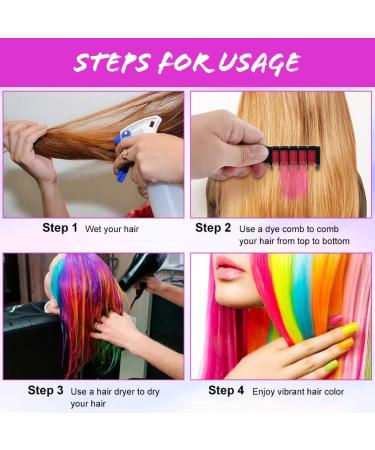 AOOWU 6 Colors Hair Chalk Comb Set - Safe & Non-Toxic Temporary Hair Dye for Girls Kids - Washable Hair Color Brush for Halloween, New Year Party & Cosplay - Buy Online on SooperMarket.com