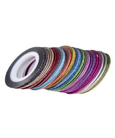 Mikinona 52 Rolls Decorative Duct Tape Nail Stickers Nail Tape Nail Art Striping Tape Lines Kit Nail Art Tape and Stickers DIY Press on Nail Tape Adhesive Tape Shining Nail Line Flash Suite