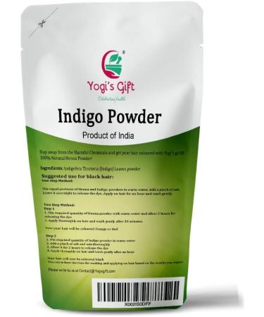 Yogi's Gift Organic Indigo Powder for Hair dye | Ideal for Black and Dark Hair | Indigofera Tinctoria | Black Henna | 100 g (3.5 Oz) | Organic Natural Hair color Indigo 100g - Buy Online on SooperMarket.com