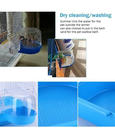 OOTDTY Bird Bath Box - Bird Cage Accessory for Small Birds - Blue Parakeet Bathing Tub with Water Injector - Buy Online on SooperMarket.com