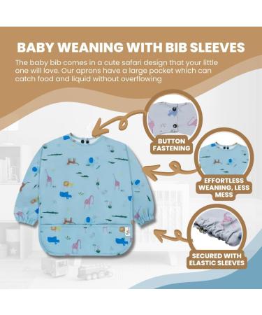 Yum Yum's Silicone Baby Bibs - Waterproof Long Sleeve Feeding Bib with Safari Friends Design | Ideal for Baby Weaning 6-12 Months - Buy Online on SooperMarket.com