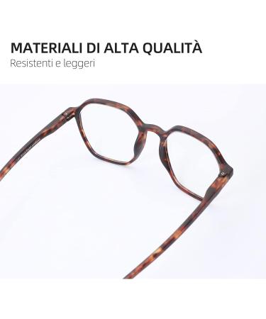 ZENOTTIC Blue Light Blocking Hexagonal Eyeglasses - Anti Blue Ray Computer Glasses for Men & Women - Stylish Tortoise Frames 2.5x - Buy Online on SooperMarket.com