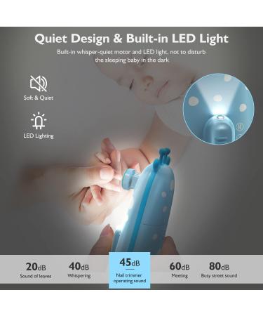 Megainvo Electric Baby Nail File Trimmer with 10 Grinding Heads - Safe, Quiet, LED Light - Baby Nail Clippers for Newborns & Toddlers - Blue - Buy Online on SooperMarket.com