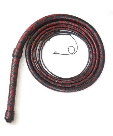 Bull Whip 08 Foot 16 Plaits Kangaroo Hide Leather Equestrian Bullwhip Leather Belly & Leather Bolster Inside Indiana Jones Red & Black