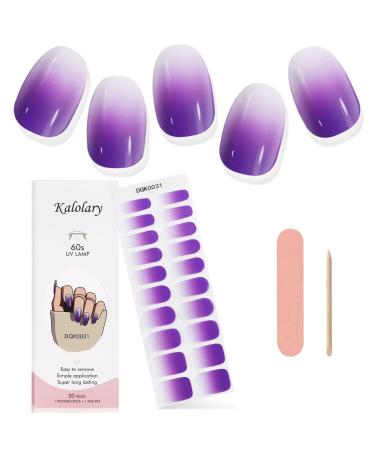 Kalolary Gel Nail Polish Strips Nail Gel Art Sticker Waterproof Full Nail Wraps Decal Sets with Nail File and Stick for Women Girls Nail Art Decor (UV/LED Lamp Required) (Gradient Purple)