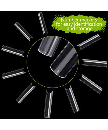 480 Pcs Straight Square Nail Tips | Clear Half Cover C Curve Acrylic & Gel Extension Set - Buy Online on SooperMarket.com