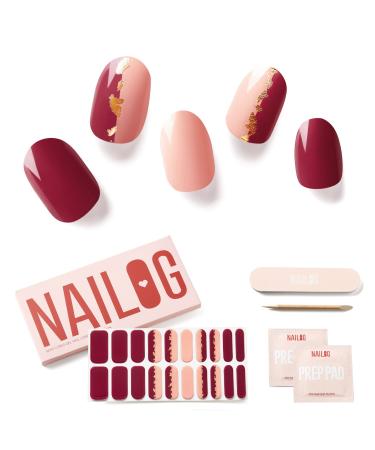 NAILOG Semi Cured Gel Nail Strips for Chirstmas (20 Extra Long Stickers/Wraps) | Buy 2 Get 1 UV Lamp| Glossy & Long Lasting Soft Gel Finishing | Encounter