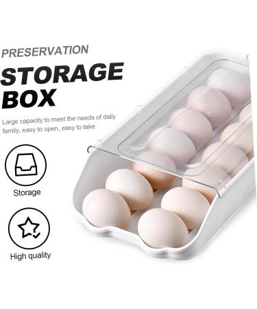 Mikikit 1pc Egg Box Portable Drawers Refrigerator Egg Bin Refrigerator Fresh Container Plastic Eggs Rolling Transparent 33.5X17.5X7.5CM - Buy Online on SooperMarket.com