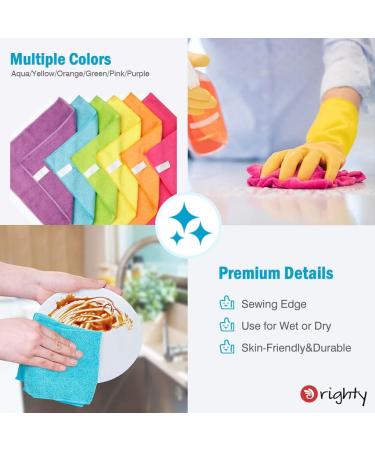 Orighty Microfiber Cleaning Cloths Pack of 12 - Highly Absorbent & Lint Free for House, Kitchen, Car Care - 12x12 inch - Buy Online on SooperMarket.com