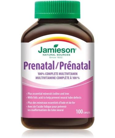 Jamieson Prenatal Multivitamin 100Caplets (Package May Vary) & Chewable Vitamin C 500 mg - White Juicy Peach Flavour 120 Count (Pack of 1) - Buy Online on SooperMarket.com
