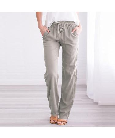 Wiyuqeen Spring Pants for Women - Trendy Straight Leg Trousers - Light Gray XX-Large - Buy Online on SooperMarket.com