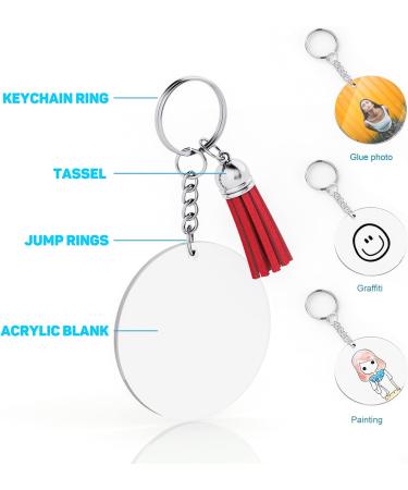 JIARON Acrylic Blank Keychains  200Pcs Acrylic Blank Keychain kits with 50 Pcs Acrylic Keychain Blanks  50 Pcs Keychain Tassels 50 Pcs Key Rings with Chain and 50 Pcs Jump Rings for DIY Keychain - Buy Online on SooperMarket.com