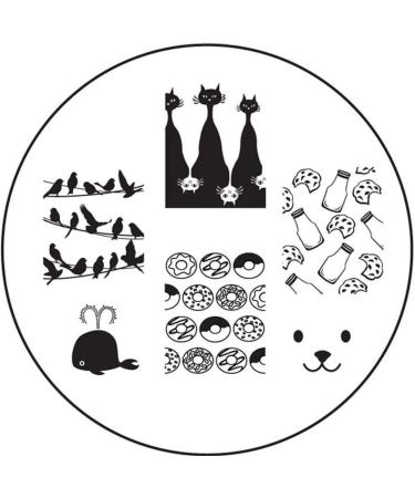 STAMPING STENCIL # BM-614 Cats Teddy Whale Birds Cookies