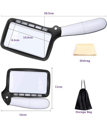 LED Lighted Magnifying Glass - 5 LED Handheld Foldable Reading Magnifier for Books Newspapers Maps Coins Jewellery Hobbies and Crafts - Buy Online on SooperMarket.com