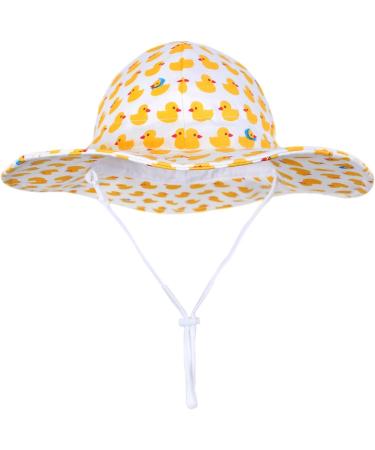 Lovely Duckling-yellow Baby Girls Sun Protection Hat | Adjustable Wide Brim Toddler Kids Hat for Beach Play | 6-12 Months - Buy Online on SooperMarket.com