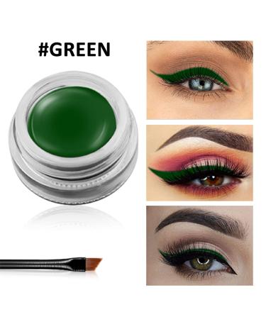 Erinde Green Gel Eyeliner - Waterproof, Long Lasting Cream Eyeliner Gel Pot with High-Intensity Pigments, Smudge-Proof Eye Liner Makeup - Water-Resistant, 2PCS Brushes Included - Buy Online on SooperMarket.com