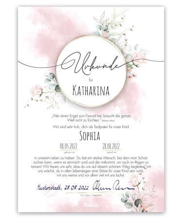 Tinkerella baptismal spatial certificate Certificate for the godfather or the godfather - the perfect little gift idea little attention for the godmother or sponsor of your child (rose)
