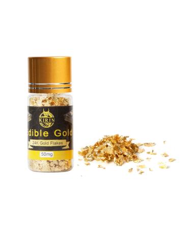 Edible Gold flakes,50mg Eatable Gold,24K Gold Flakes for Cake Decorating,Gold Flakes Edible for Food,Such as Cooking Dark Chocolate,Candy Paper,Lip Gloss,Edible Gold Numbers