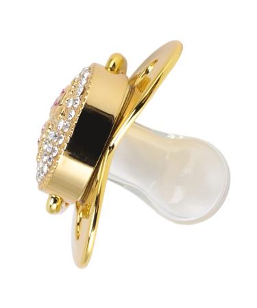 Personal Bling Schling Schnuller Baby Diamond Luxury Schnuller BPA-Free Anti Static Silicone Baby Soother For 6 to 18 months newborn shower anniversary birthday gifts (gold)