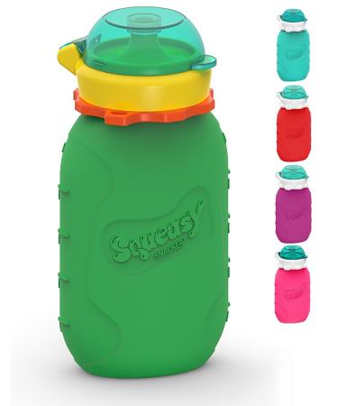 Squeasy Snacker - Green - Reusable silicone squeezy pouch 180ml. Squeezy pouch for self-filling BPA-free