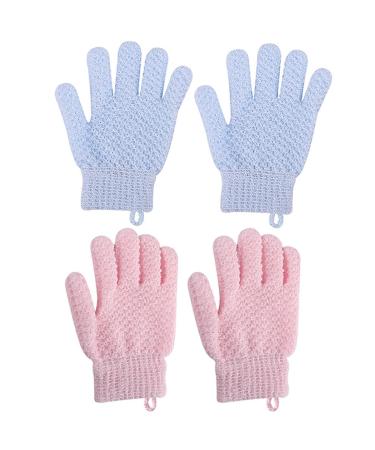 Reusable Soft Exfoliating Bath Gloves Breathable Double Sided Body Scrubbers 2 Pairs Elastic Cleansing Massage