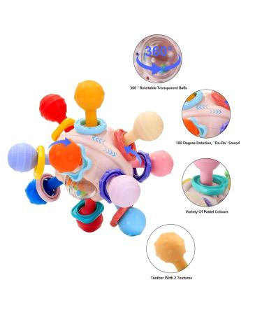 MyDova Silicone Baby Bite Toys | BPA-Free Gripping Ball Rattles for 0-9 Months | Perfect Baby Gift in Pink - Buy Online on SooperMarket.com