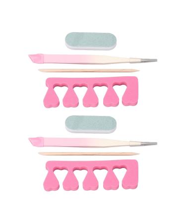 2 Set Nail Tweezers Nail Art Tweezers Straight Tip Nail Tweezers Rhinestone Pickers Manicure Nail Art Tool Set with Finger Separator Sponge Sanding Bar for