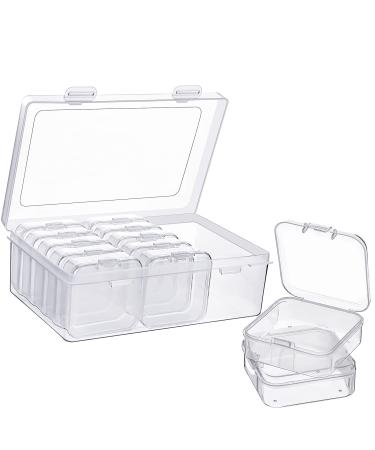 12 Pieces Small Clear Plastic Beads Storage Container and Organizer Transparent Boxes with Hinged Lid for Storage of Small Items, Jewelry, Diamonds, DIY Art Craft Accessory 2.12 x 2.12 x 0.79 Inch