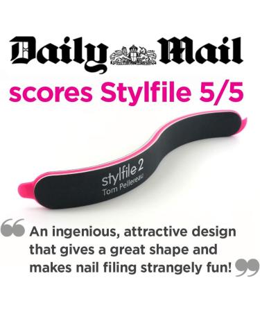 StylFile Curved Nail File with 240/400 Grit for Manicures - Professional 3-in-1 Emery Boards for Nails with Cuticle Pusher Under-Nail Skimmer - Premium Nail Products and Nail Essentials for Women 1 Count (Pack of 1) - Buy Online on SooperMarket.com